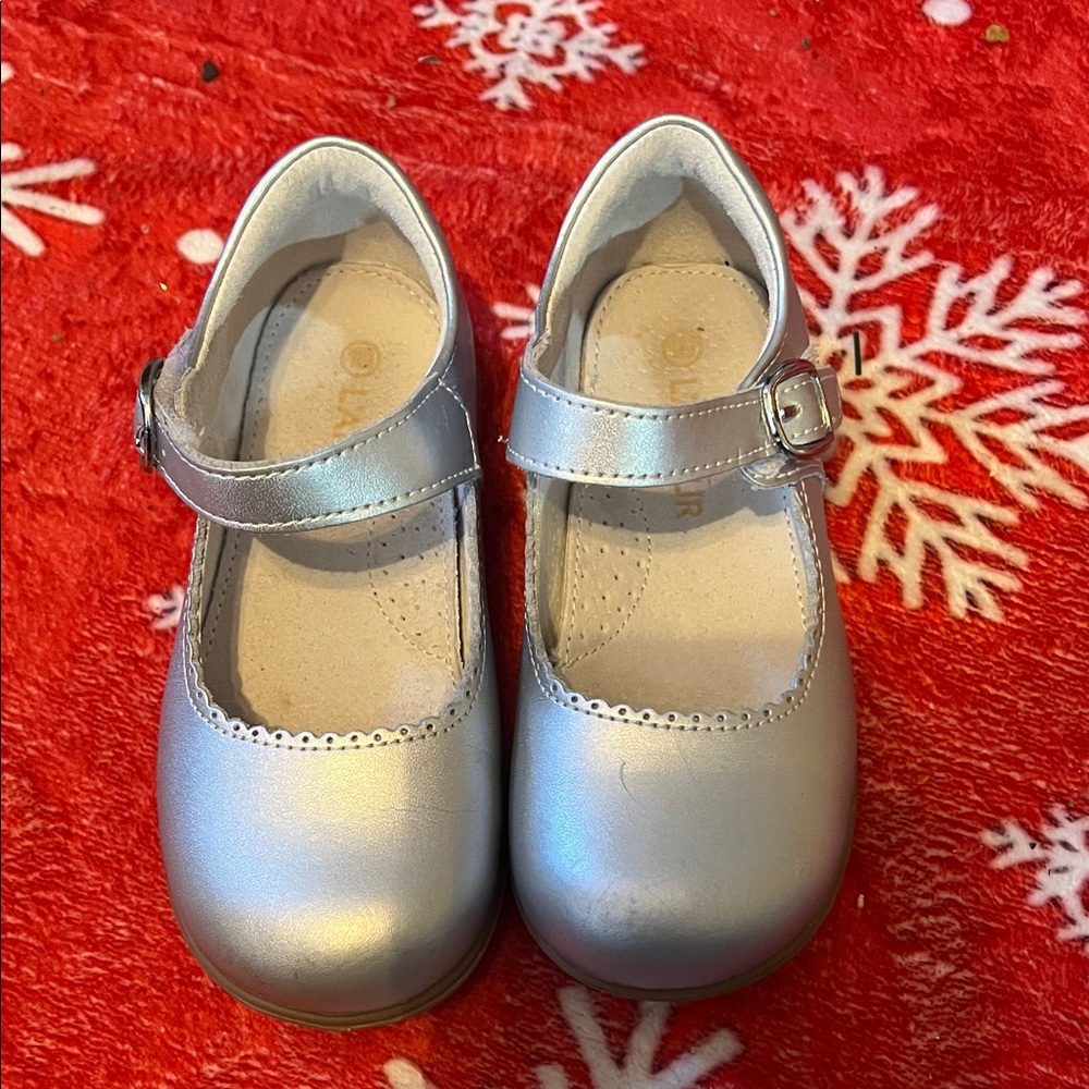 L'Amour Metallic Silver Kids Dress Shoes